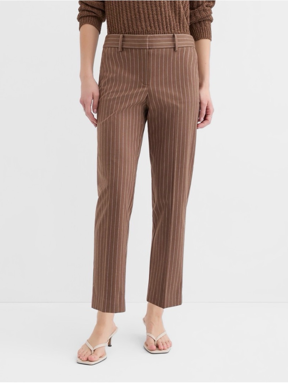 LOFT Brown Pinstripe Dress Trousers